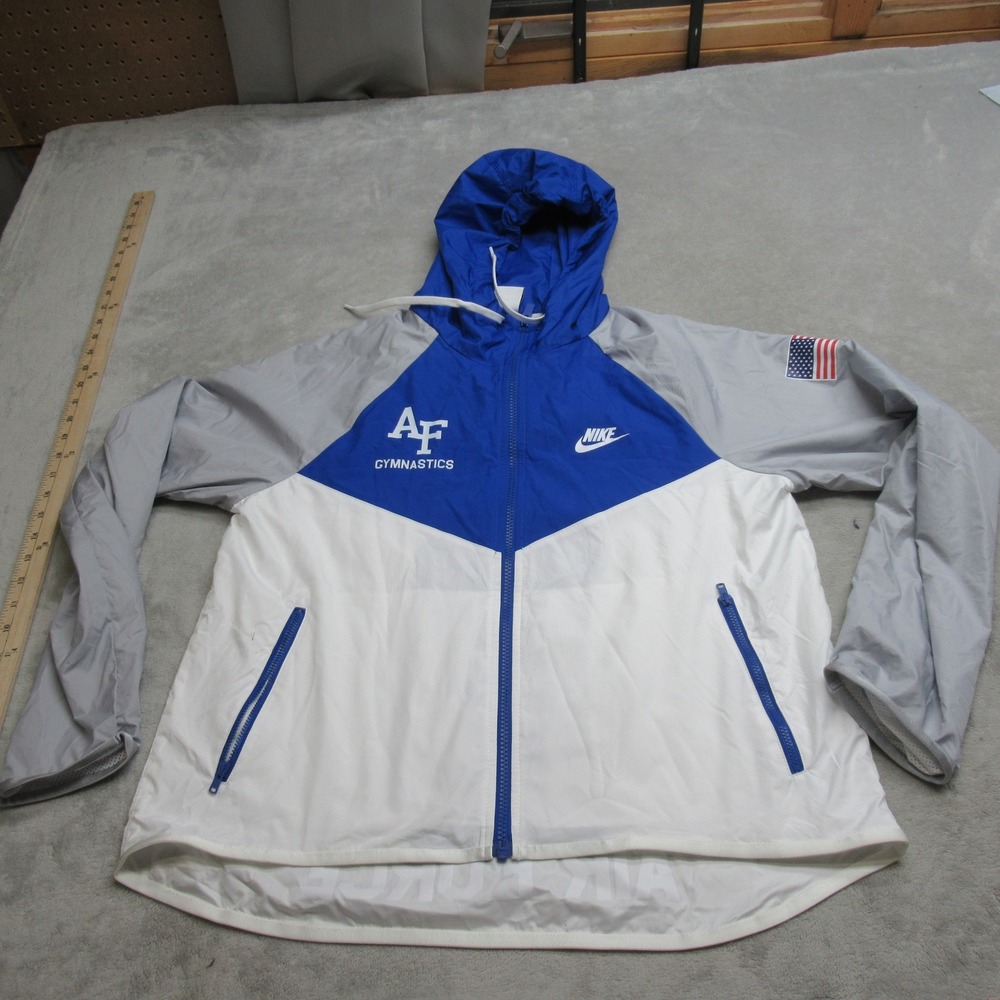 Nike Air Force Jacket Womens Medium Blue White Gymnastics Windrunner Light Pack